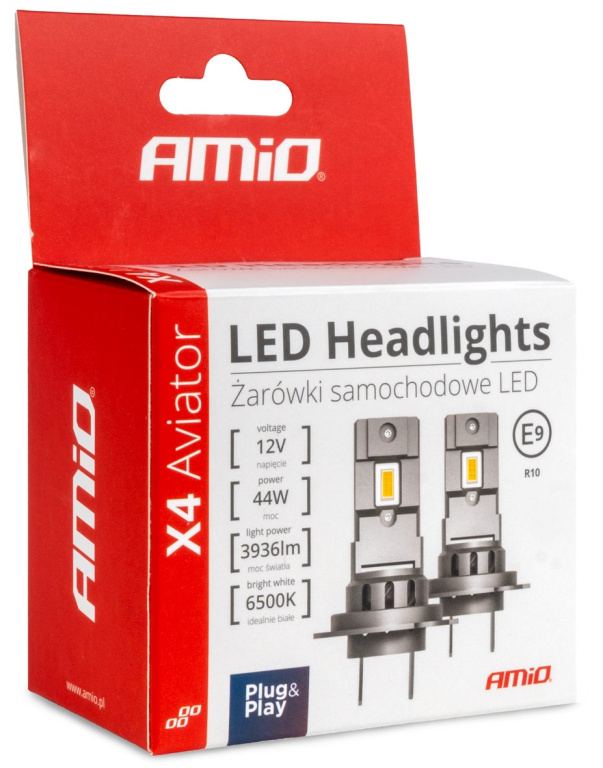 Set 2 Buc Led Amio H7 12V 44W 3936Lm X4 Aviator Canbus Alb 6500K 03764