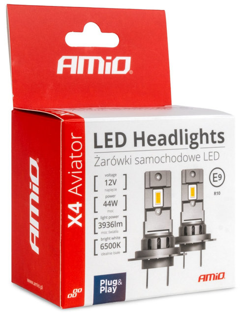 Set 2 Buc Led Amio H7 12V 44W 3936Lm X4 Aviator Canbus Alb 6500K 03764