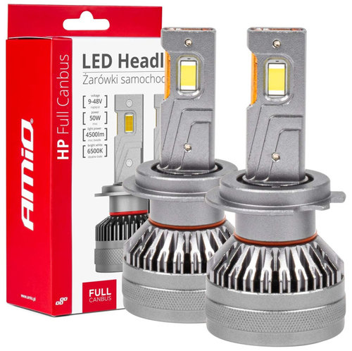 Set 2 Buc Led Amio HP Full Canbus Series H7 / H18 12V / 24V 50W 4500Lm Canbus Alb 6500K 03674