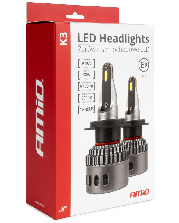 Set 2 Buc Led Amio K3 Series H7 H7-6 12V 60W 5400Lm Canbus Alb 6000K 03685