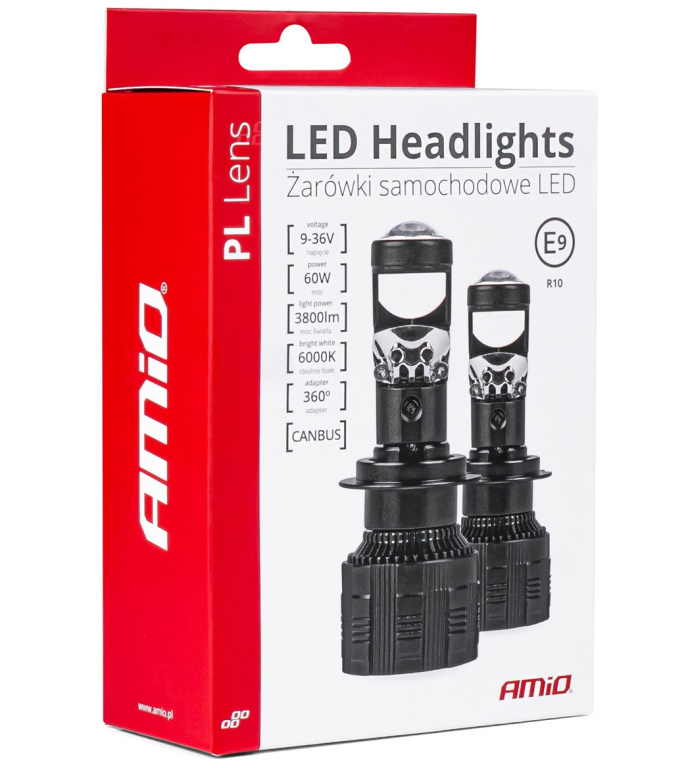 Set 2 Buc Led Amio PL Lens H4 12V / 24V 60W Canbus Alb 6000K 03667