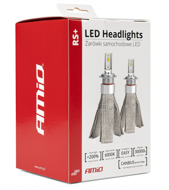Set 2 Buc Led Amio RS+ Slim Series H1 12V / 24V 50W 3500Lm Alb 6000K 01081