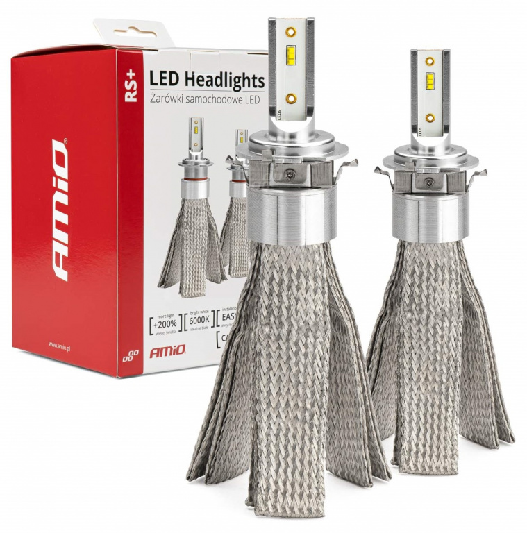 Set 2 Buc Led Amio RS+ Slim Series H7 H7-6 12V / 24V 50W 3500Lm Alb 6000K 01085