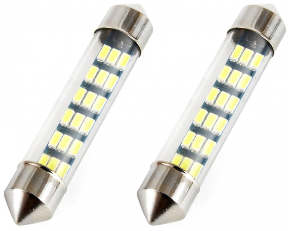 Set 2 Buc Led Amio Sofit 12V 18 SMD 3014 Feston C5W C10W C3W Alb 5600K 41mm 01092