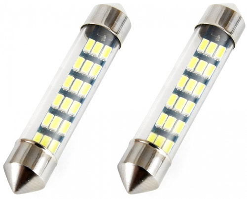 Set 2 Buc Led Amio Sofit 12V 18 SMD 3014 Feston C5W C10W C3W Alb 5600K 41mm 01092