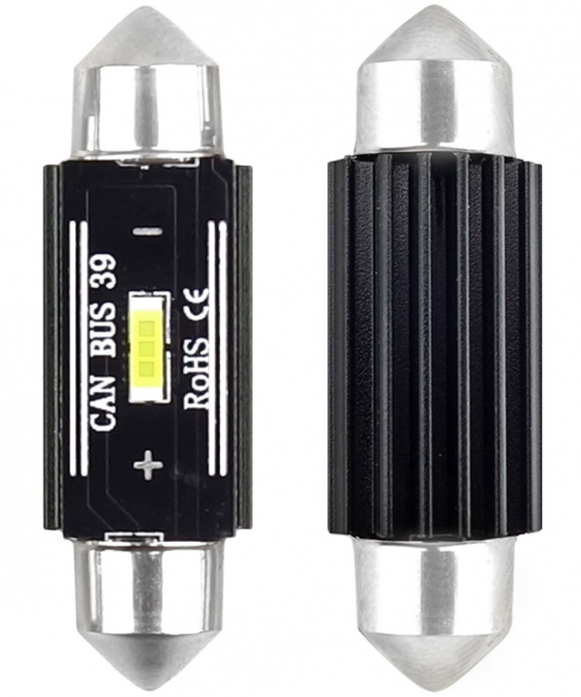Set 2 Buc Led Amio Sofit 12V / 24V 1 SMD 1860 C5W Canbus Alb 5600K 39mm 02443