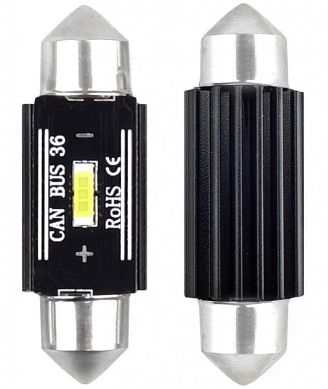 Set 2 Buc Led Amio Sofit 12V / 24V 1 SMD 1860 C5W Canbus Alb 5600K 36mm 02442