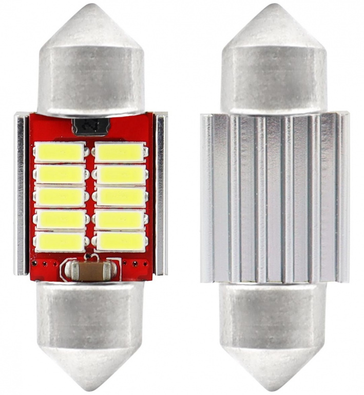 Set 2 Buc Led Amio Sofit 12V / 24V 10 SMD 4014 C5W Canbus Alb 5600K 31mm 01288