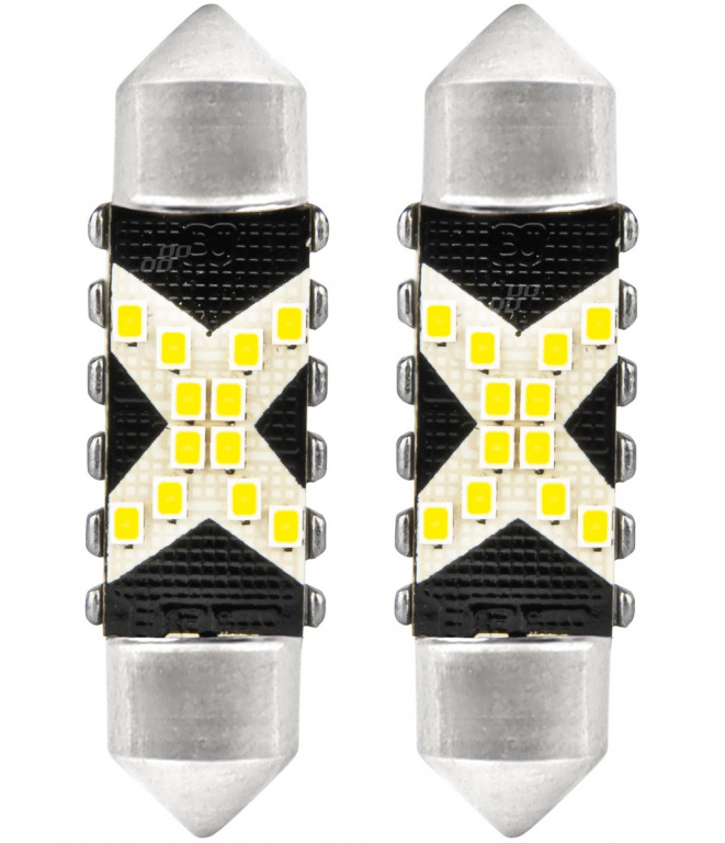 Set 2 Buc Led Amio Sofit 12V / 24V C5W 12 SMD 2016 Canbus Alb 5500K 39mm 04237