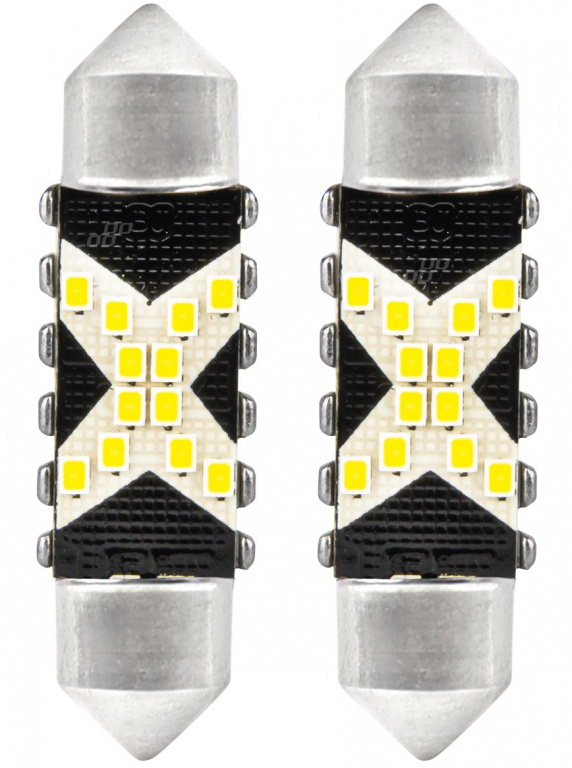 Set 2 Buc Led Amio Sofit 12V / 24V C5W 12 SMD 2016 Canbus Alb 5500K 36mm 04236