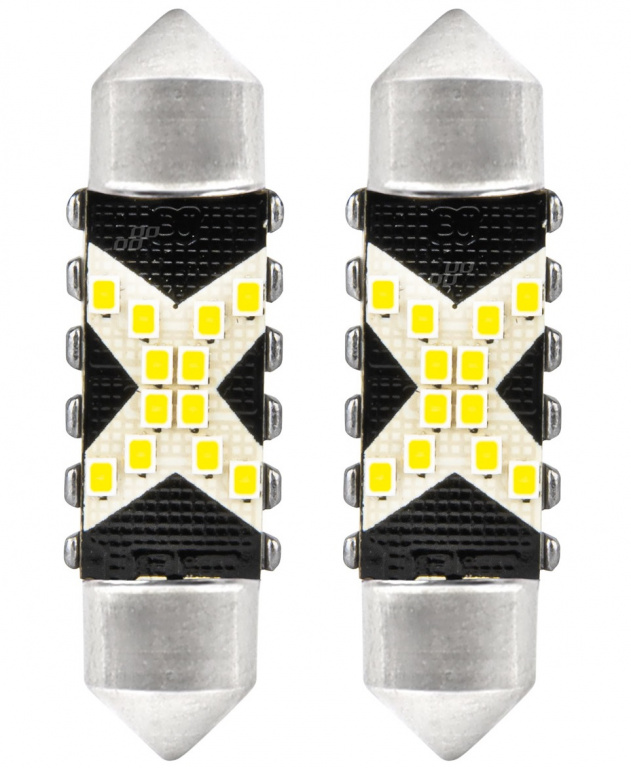 Set 2 Buc Led Amio Sofit 12V / 24V C5W 12 SMD 2016 Canbus Alb 5500K 41mm 04238