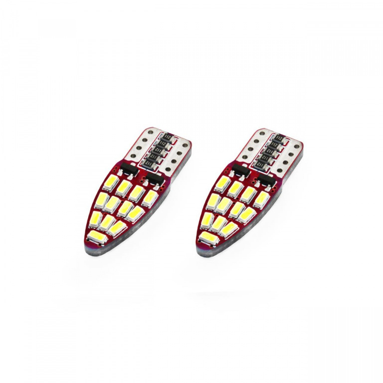 Set 2 Buc Led Amio T10 12V 24 SMD Canbus Alb AVX-AM01285
