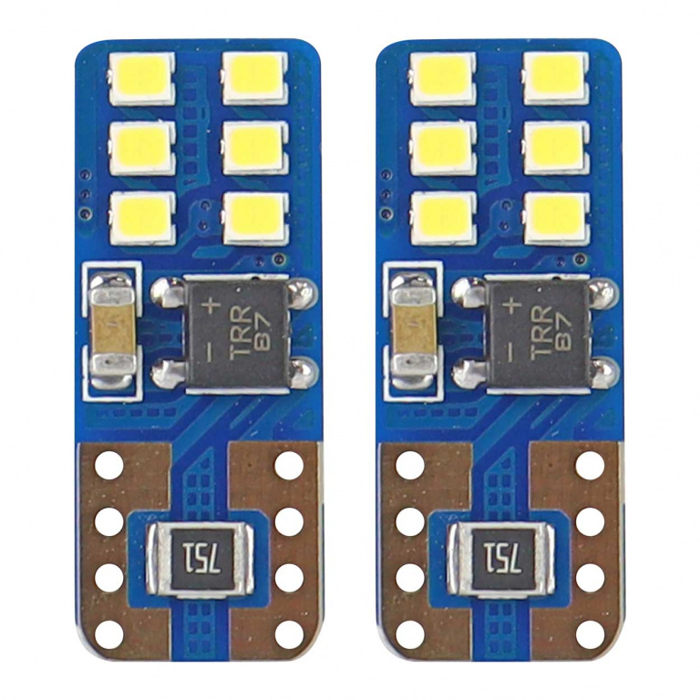 Set 2 Buc Led Amio T10 12V / 24V 12 SMD 2016 Ultrabright Canbus Alb 01638