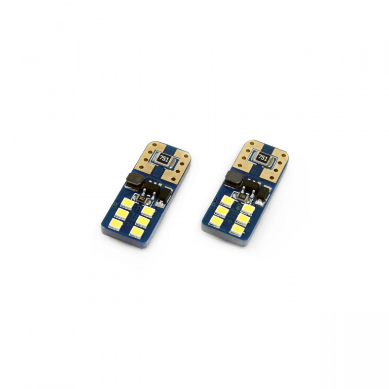 Set 2 Buc Led Amio T10 12V / 24V 12 SMD UltraBright Alb AVX-AM01638