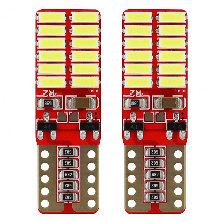 Set 2 Buc Led Amio T10 12V / 24V 24 SMD 4014 Canbus Alb 01287