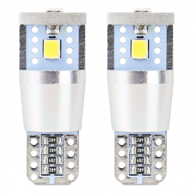 Set 2 Buc Led Amio T10 12V / 24V 3 SMD 2835 Aluminiu Canbus Alb 01637