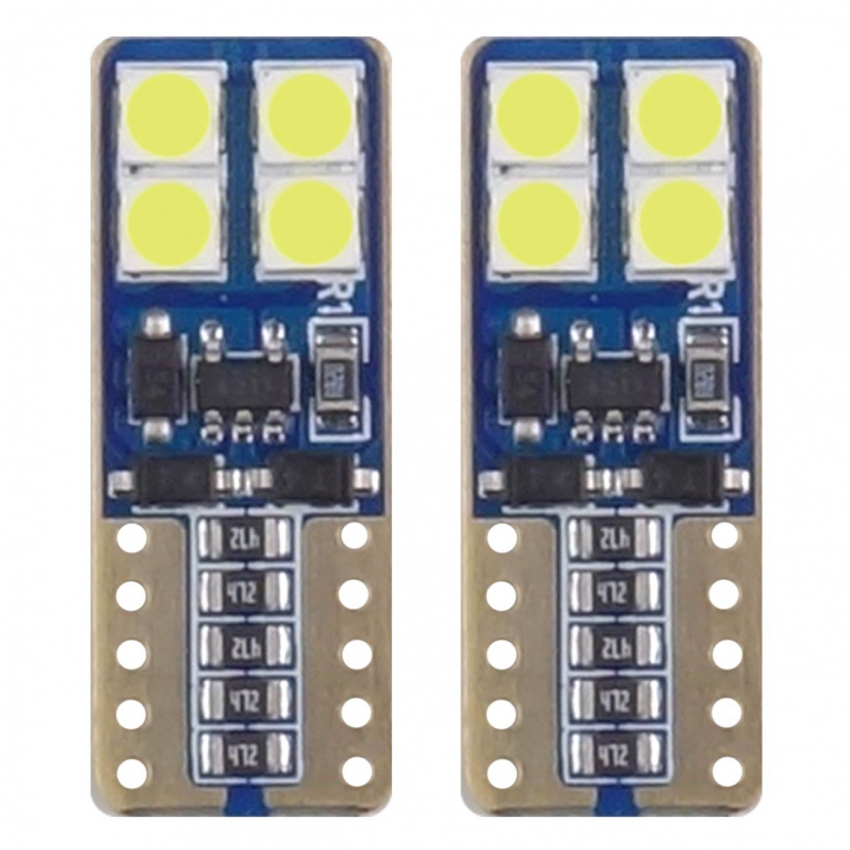 Set 2 Buc Led Amio T10 12V / 24V 8 SMD 2835 Canbus Alb 01635