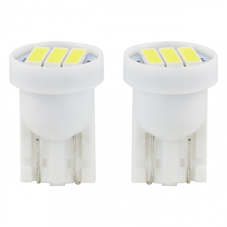 Set 2 Buc Led Amio T10 12V 3 SMD 7020 Standard Alb 01096