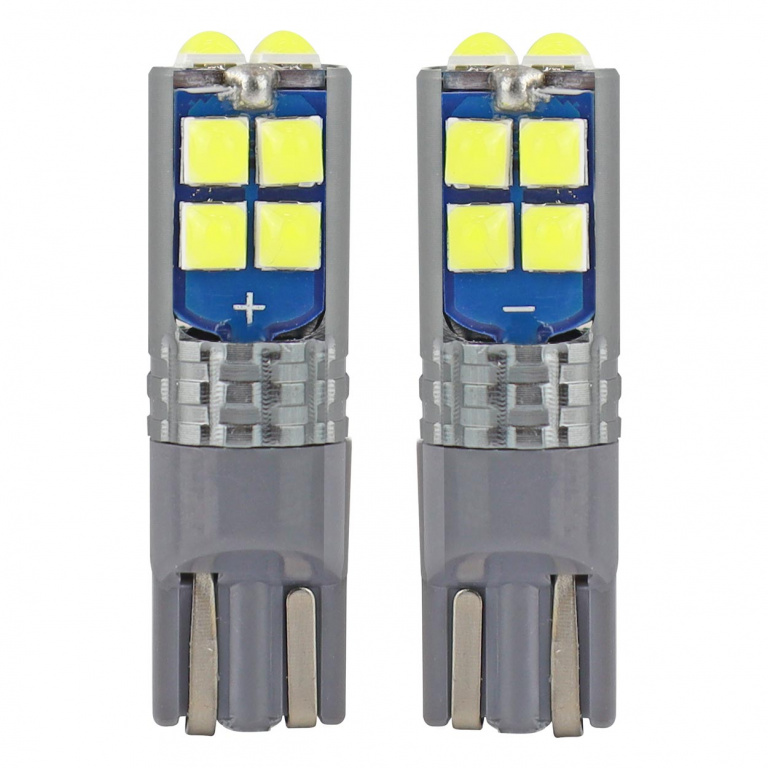 Set 2 Buc Led Amio T10 2V / 24V 10 SMD 3030 Canbus Alb 102447