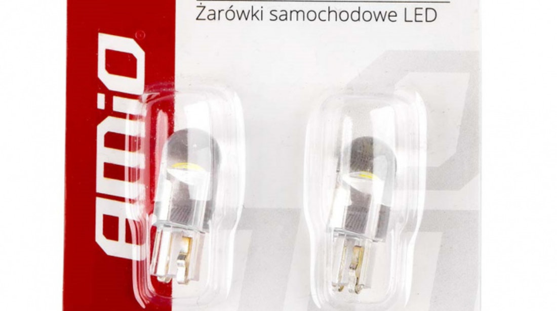 Set 2 Buc Led Amio T10 W5W 12V Clear White 02645