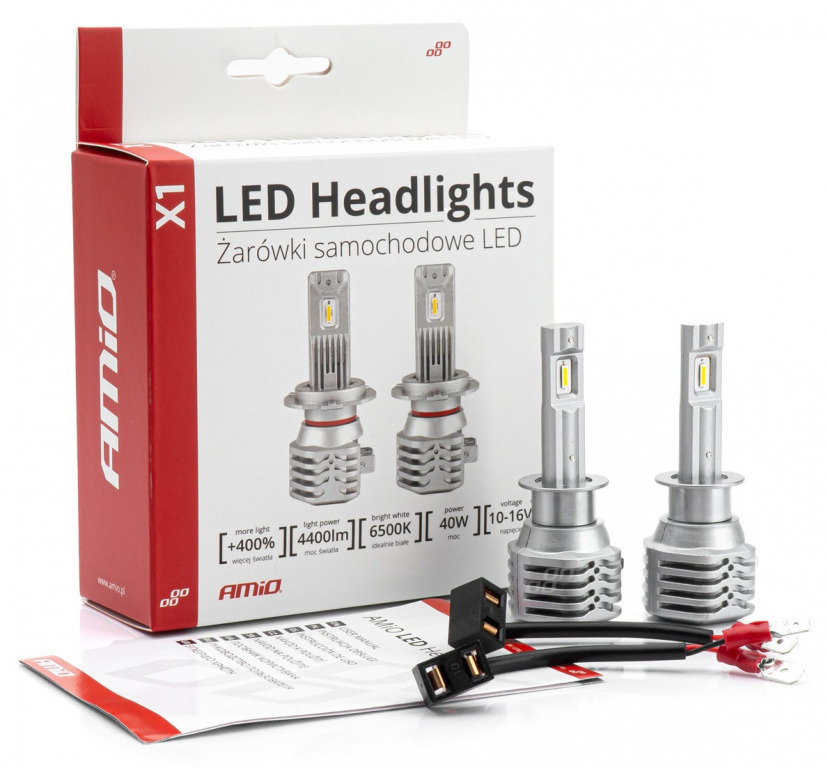 Set 2 Buc Led Amio X1 Series H11 12V 44W 4400Lm Alb 6500K 02963
