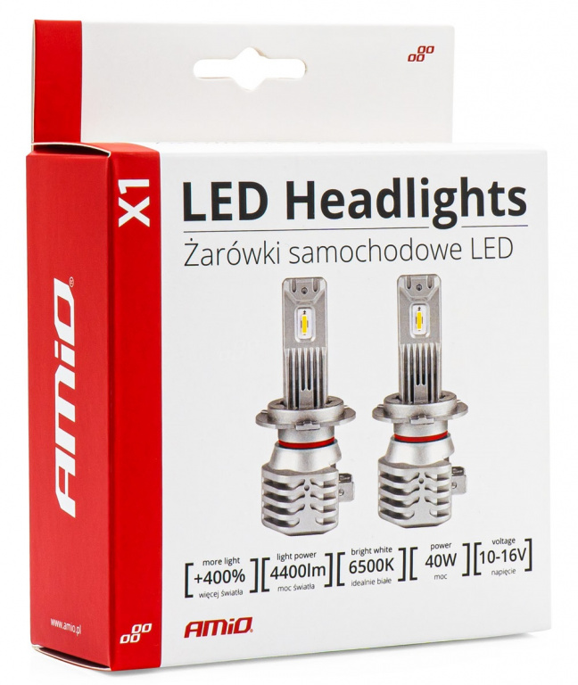Set 2 Buc Led Amio X1 Series H11 12V 44W 4400Lm Alb 6500K 02963