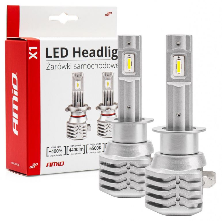 Set 2 Buc Led Amio X1 Series H11 12V 44W 4400Lm Alb 6500K 02963