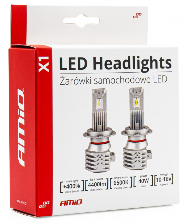 Set 2 Buc Led Amio X1 Series H3 12V 44W 4400Lm Alb 6500K 02964