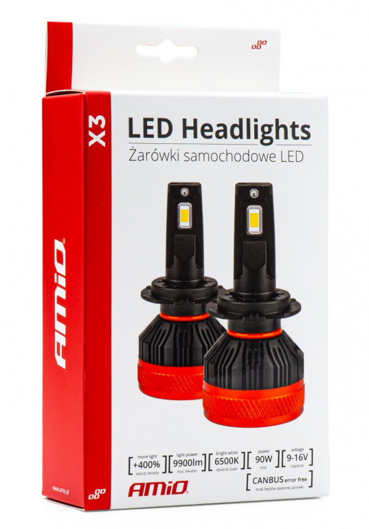 Set 2 Buc Led Amio X3 Series HB4 9006 12V 90W 9900Lm Canbus Alb 6500K 02983
