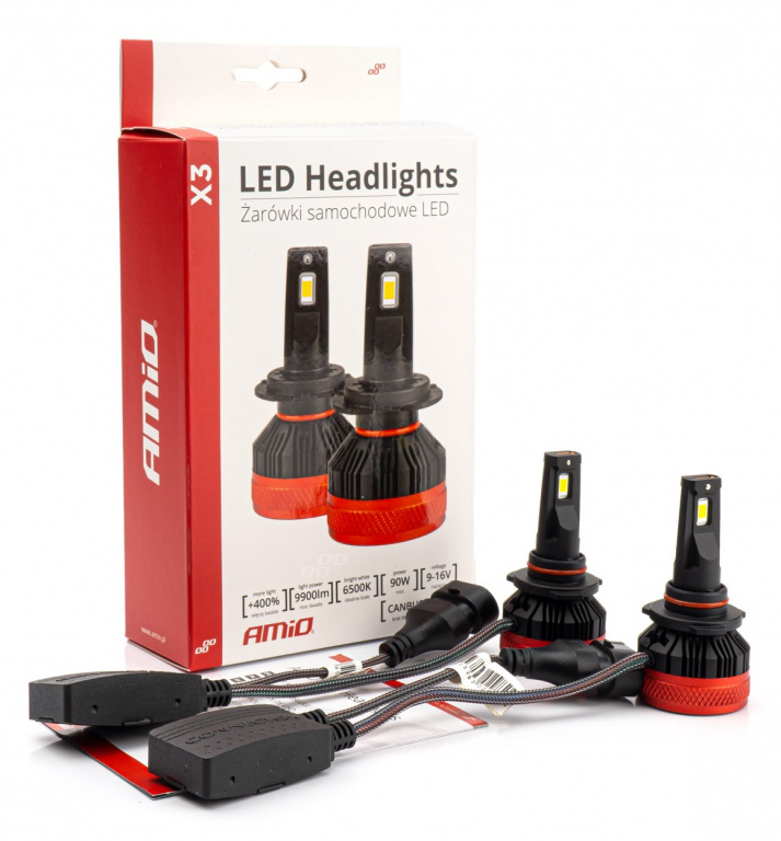 Set 2 Buc Led Amio X3 Series HB4 9006 12V 90W 9900Lm Canbus Alb 6500K 02983