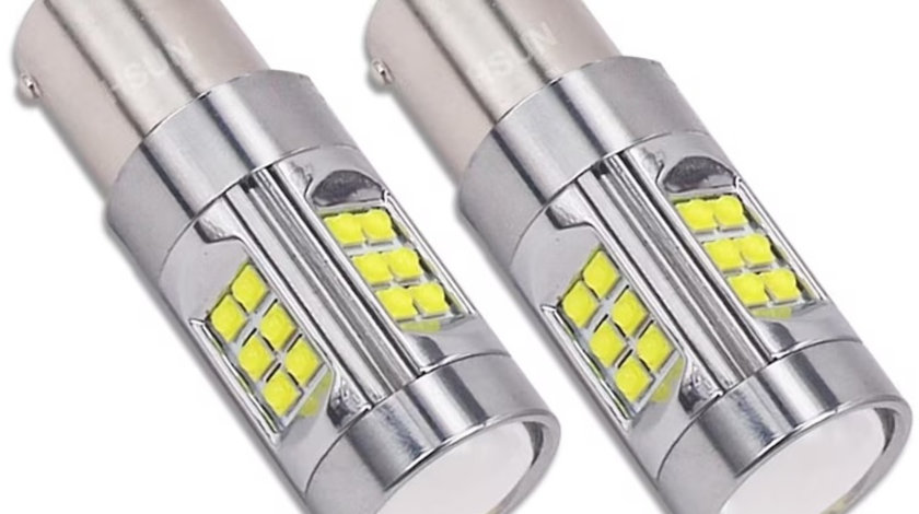 Set 2 Buc Led Auto Alb 150W BA15S, 12V-24V Canbus 30 Leduri CREE 5W 1156-150W 499029