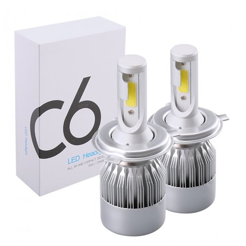 Set 2 Buc Led C6 H4 12V / 24V 35W 3800Lm Alb 6000K