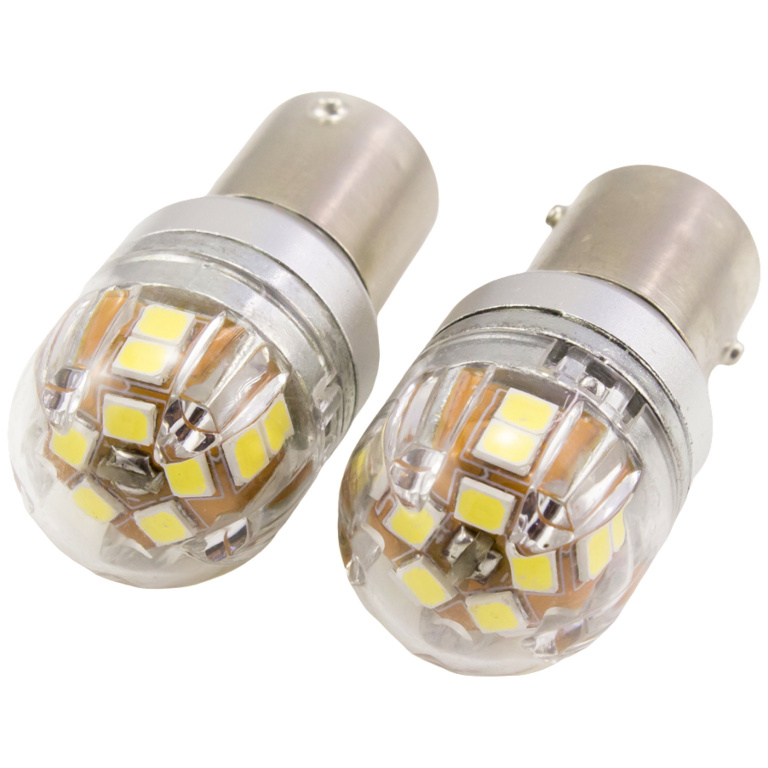 Set 2 Buc Led Carguard BA15D 12V / 24V 15 SMD 2835 P21/5W Canbus Alb 6000K CAN140