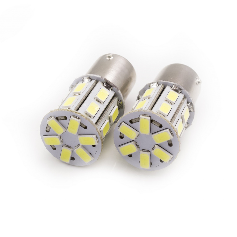 Set 2 Buc Led Carguard BA15S 12V 20 SMD 5730 Alb 6000K CLD027