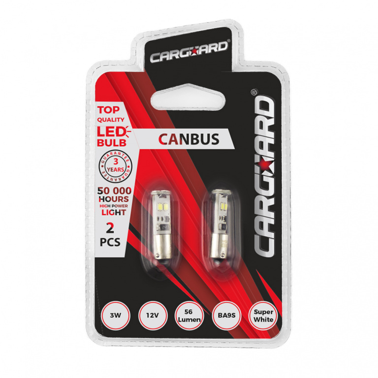 Set 2 Buc Led Carguard BA9S 12V 8 SMD Canbus Alb 6000K CAN101