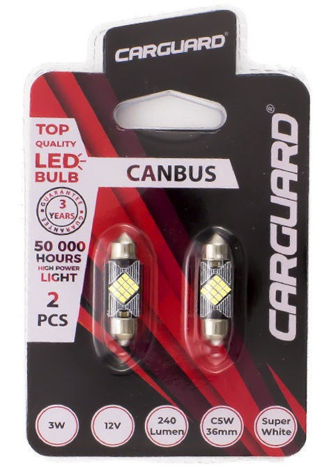 Set 2 Buc Led Carguard Sofit 12V 12 SMD C5W Canbus Alb 6000K 39mm CAN133