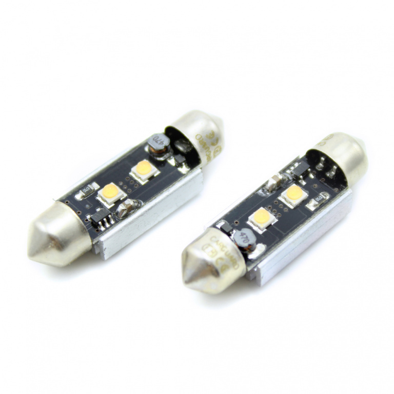 Set 2 Buc Led Carguard Sofit 12V 2 SMD C5W Canbus Cree Chip Alb 6000K 39mm CAN111
