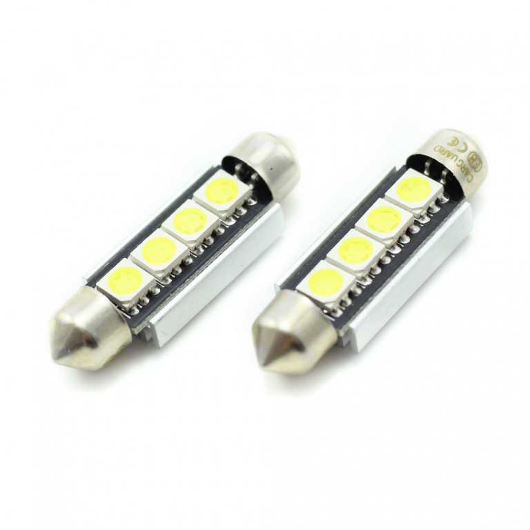 Set 2 Buc Led Carguard Sofit 12V 4 SMD C5W Canbus Alb 6000K 41mm CAN108