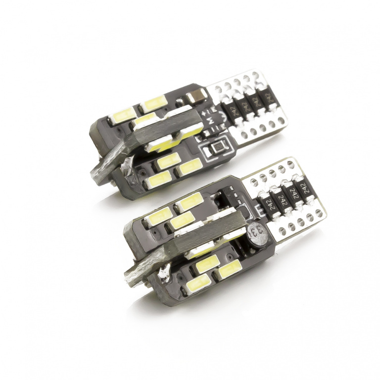 Set 2 Buc Led Carguard T10 12V 24 SMD Canbus Alb 6000K CAN128