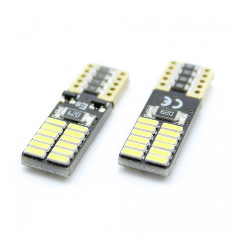 Set 2 Buc Led Carguard T10 12V 24 SMD Canbus Alb 6000K CAN115