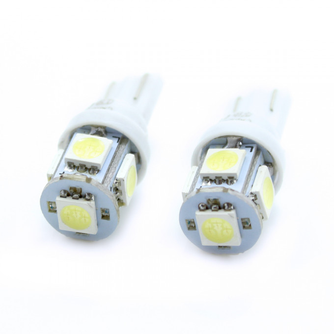 Set 2 Buc Led Carguard T10 12V 5 SMD Alb 6000K CLD006