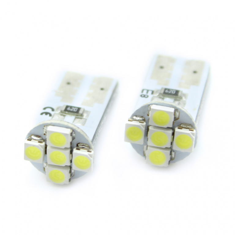 Set 2 Buc Led Carguard T10 12V 5 SMD Alb 6000K CLD010