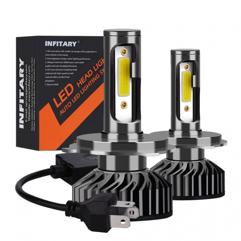Set 2 Buc Led F2 H4 12V / 24V 100W 12000Lm Canbus Alb 6000K F2-H4 COB