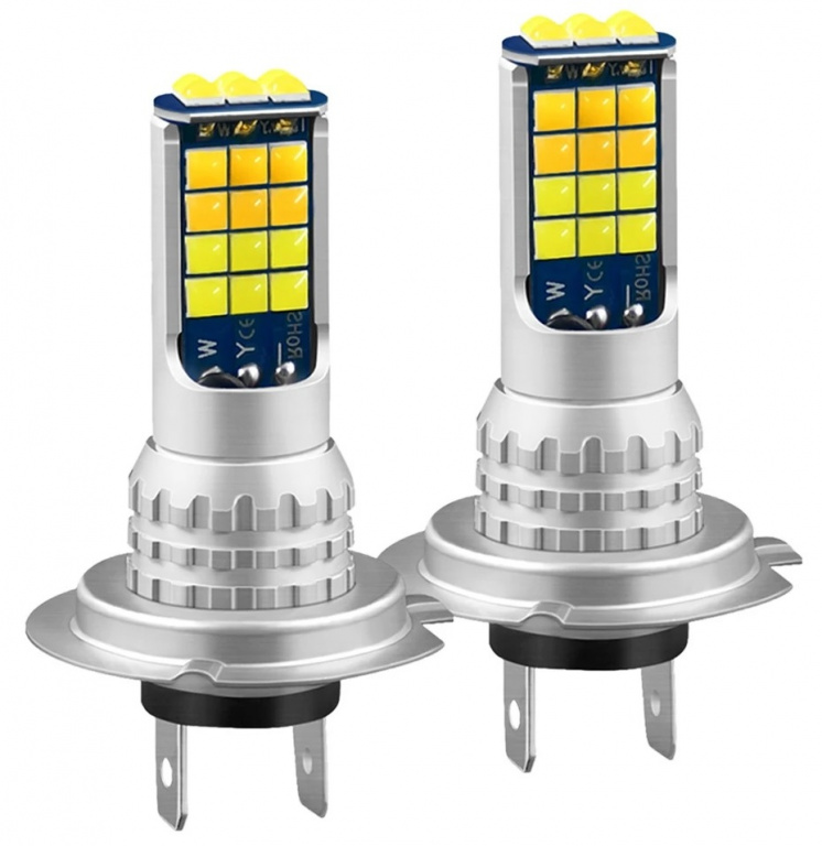 Set 2 Buc Led H7 12V / 24V 30 SMD 30W 3000Lm Alb 6000K H7-30 SMD