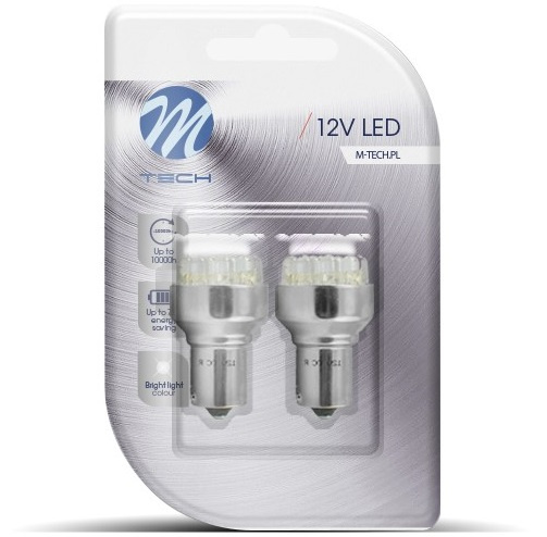 Set 2 Buc Led M-Tech BA15S 12V P21W Alb 6000K LB034W