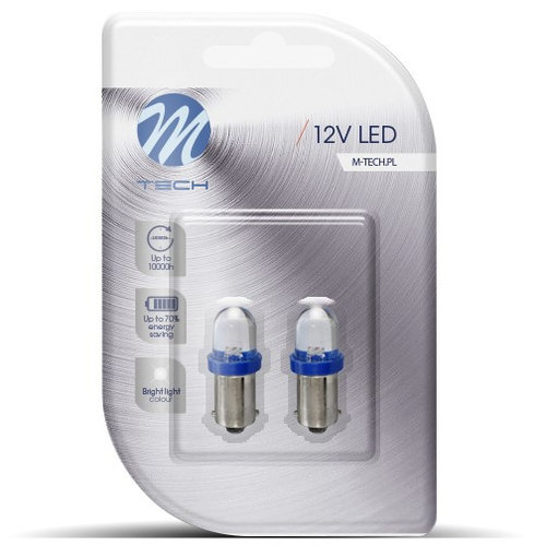 Set 2 Buc Led M-Tech BA9S 12V T4W Albastru LB011B