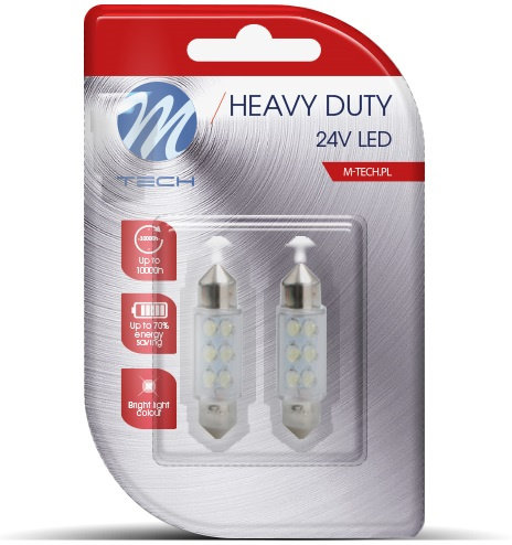 Set 2 Buc Led M-Tech Heady Duty Sofit 24V C5W SV8,5-8 Alb 6000K 41mm LB924W