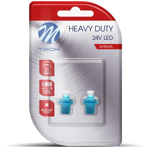 Set 2 Buc Led M-Tech Heavy Duty B8.5D 24V Albastru LB904B