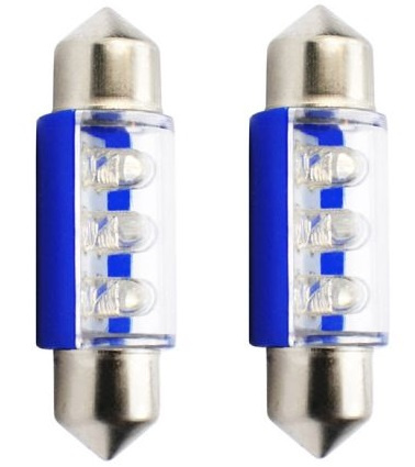 Set 2 Buc Led M-Tech Sofit 12V C5W SV8,5-8 Albastru 36mm LB023B