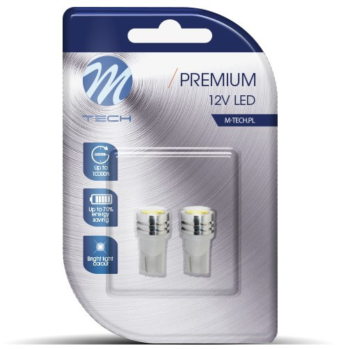 Set 2 Buc Led M-Tech T10 12V W2,1X9,5D Alb LB014W